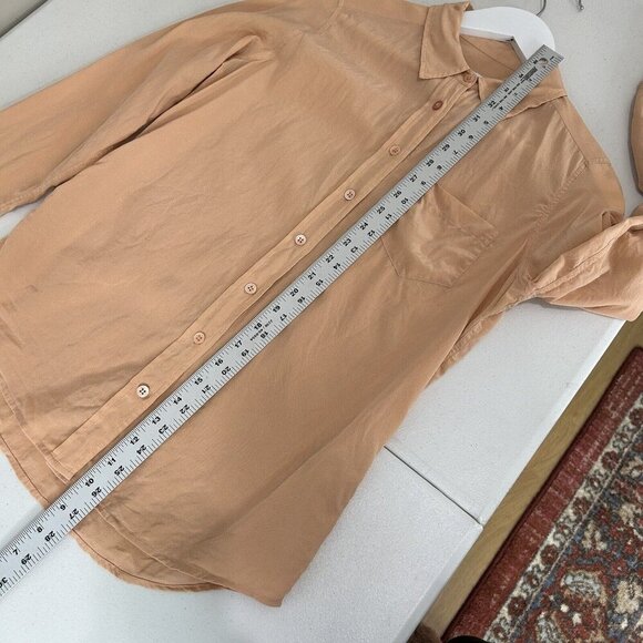 Equipment Womens Top Small Parasol Peach Orange Silk Button Shirt Blouse Work - Picture 6 of 11